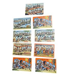 Lot of 9 Vintage 1942 Arizona Linen Postcards Painted Desert Winslow Flagstaff